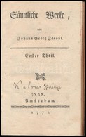 Johann Georg Jacobi: Sämtliche Werke. Erster Theil. Amsterdam, 1771, K.n.,173 P. Német Nyelven. Kartonált Papírkötés, Fe - Non Classés