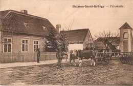 T2 1915 Balatonszentgyörgy, Falu Részlete, Utcakép ökörszekérrel - Non Classés