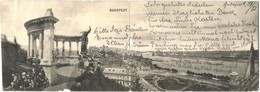 * T4 1904 Budapest, Panorámalap A Szent Gellért Szobortól / Panoramacard (lyuk / Hole) - Zonder Classificatie