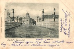 T3/T4 1899 Szeged, Közúti Híd. Schulhof Károly Kiadása (szakadás / Tear) - Non Classificati