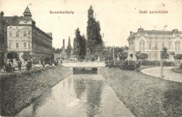 T2/T3 1912 Szombathely, Deák Park, Híd, Háttérben Gyárkémény (fa) - Non Classificati