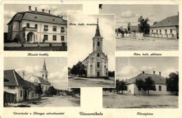 * T2 1938 Vámosmikola, Római Katolikus Templom és Plébánia, Községháza, Huszár Kastély, Utca, Hangya Szövetkezet üzlete  - Zonder Classificatie