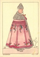 ** T2/T3 1935 Veszprém. Magyar Népviselet / Hungarian Folklore Art Postcard S: Holló M. - Non Classificati