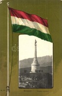 ** T2/T3 Brassó, Kronstadt, Brasov; Árpád Szobor. Magyar Zászló Litho Keret / Monument. Hungarian Flag  Litho Frame (EK) - Unclassified