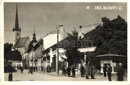 T2 1944 Dés, Dej; Bánffy Utca, M. Kir. Dohányáruda, Fülöp Testvérek Divatáruháza / Street View With Tobacco And Fashion  - Zonder Classificatie