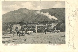 T2 1900 Abos, Obisovice; Hernád Vasúti Híd, G?zmozdony, Faszállító Szekerek / Railway Bridge, Locomotive, Wood Transport - Non Classés