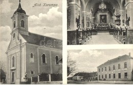 ** T2/T3 Alsókorompa, Dolná Krupá; Római Katolikus Templom, Templom Bels?, Népiskola / Catholic Church, Church Interior, - Ohne Zuordnung