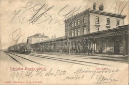 T3/T4 Érsekújvár, Nové Zámky; Vasútállomás, Pályaudvar, G?zmozdony. Conlegner J. és Fia Kiadása / Railway Station, Locom - Unclassified