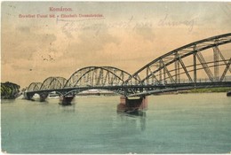 * T2/T3 Komárom, Komárno; Erzsébet Duna Híd. L. H. Pannonia 1914. / Elisabeth Donaubrücke / Elisabeth Danube Bridge (Rb) - Zonder Classificatie