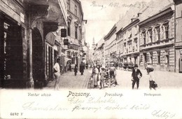 T2/T3 1902 Pozsony, Pressburg, Bratislava; Ventúr Utca, üzletek / Venturgasse / Street View With Shops  (EK) - Zonder Classificatie