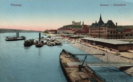 ** T2/T3 Pozsony, Dunasor, Kiköt?, G?zhajók / Danube, Port, Steamships (EK) - Ohne Zuordnung