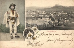 * T2/T3 Szepesváralja, Spisské Podhradie; Látkép, Vár, Szlovák Népviselet, Folklór / Panorama, Castle, Slovakian Folklor - Non Classés