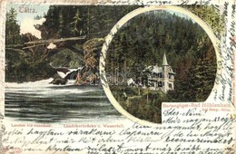 * T2/T3 1903 Tátra, Barlangliget, Höhlenhain, Tatranská Kotlina; Landoki Híd Vízeséssel, Ivánka Nyaraló. Feitzinger Ede  - Non Classés
