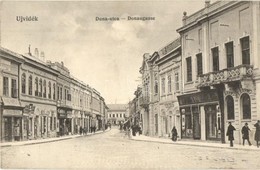 T2 Újvidék, Novi Sad; Duna Utca, Raab Károly üzlete. Ábrahám János Kiadása / Donaugasse / Danube Street, Shops - Unclassified