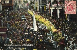 T2/T3 Hong Kong, Hongkong; Chinese Procession, Note The Long Dragon. Published By Lau Ping Kee, TCV Card (EK) - Zonder Classificatie