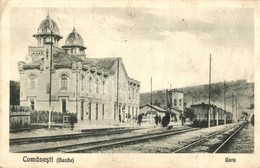 T2/T3 Comanesti, Kománfalva (Moldva, Bacau); Gara / Bahnhof / Railway Station With Train  (EK) - Ohne Zuordnung