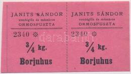 Ormospuszta DN 'Janits Sándor Vendégl?s és Mészáros' Utalvány 3/4kg Borjúhúshoz (2x) ívben T:I,I- - Non Classificati