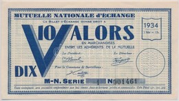 Franciaország 1934. 'Mutuelle Nationale D'Exchage' Nemzeti Váltókölcsön 10Fr értékben, Perforált T:III
France 1934. 'Mut - Unclassified