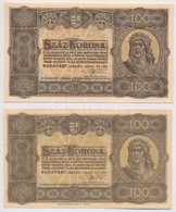 1923. 100K (2x) Egyik 'Magyar Pénzjegynyomda Rt.' Nyomdahely Jelöléssel T:II - Ohne Zuordnung