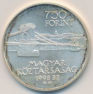 1998. 750Ft Ag 'Budapest 125 éves' T:BU Patina 
Adamo EM149 - Ohne Zuordnung