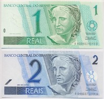 Brazília 1997- 1R + 2001- 2R T:I
Brazil 1997- 1 Real + 2001- 2 Reais C:UNC
Krause 243a, 249 - Ohne Zuordnung