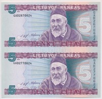 Litvánia 1993. 5L Vágatlan 2-es ívben T:I 
Lithuania 1993. 5 Litas Uncut Sheet Of 2 C:UNC - Zonder Classificatie