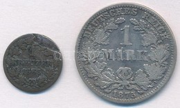 Német Államok / Bajorország 1868. 1kr Ag + Német Birodalom 1875C 1M Ag T:3 Durva ü.
German Empire 1875C 1 Mark Ag +  Ger - Non Classés