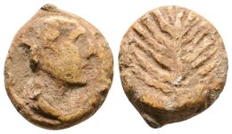 163 SEARO. Plomo Monetiforme. 120-50 A.C. Utrera (Sevilla). A/ Cabeza Masculina A Derecha. R/ Espiga. CCP-19.1. Pb. 6,18 - Otros & Sin Clasificación