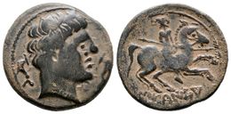 167 SECAISA. As. 120-20 A.C. Segeda (Aragón). A/ Cabeza Masculina A Derecha Entre Dos Delfines. R/ Jinete Con Lanza A De - Sonstige & Ohne Zuordnung