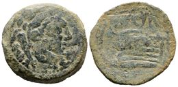 175 SEXI. As. 200-20 A.C. Almuñecar (Granada). A/ Cabeza Barbada De Melkart A Derecha, Detrás Clava. R/ Proa, Encima Ley - Andere & Zonder Classificatie