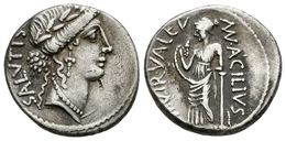 194 M. ACILIUS. GLABRIO. Denario. 55 A.C. Roma. A/ Busto Diademado De La Salud A Derecha, Llevando Pendiente Y Collar, M - Republiek (280 BC Tot 27 BC)