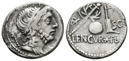 201 CN. CORNELIUS LENTULUS. Denario.  76-75 A.C. Hispania. A/ Busto Drapeado Con Diadema De Genio Populi Romani A Derech - República (-280 / -27)