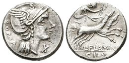 203 L. FLAMINIUS. CHILO. Denario. 109-108 A.C. Norte De Italia. A/ Busto De Roma A Derecha, Delante Signo De Valor X. R/ - Republic (280 BC To 27 BC)