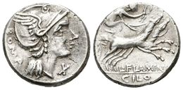 203 L. FLAMINIUS. CHILO. Denario. 109-108 A.C. Norte De Italia. A/ Busto De Roma A Derecha, Delante Signo De Valor X. R/ - Röm. Republik (-280 / -27)