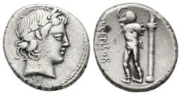 207 L. MARCIUS CENSORIUS. Denario. 82 A.C. Roma. A/ Cabeza De Apolo Laureado A Derecha. R/ Sátiro Marsyas A Izquierda Co - Röm. Republik (-280 / -27)