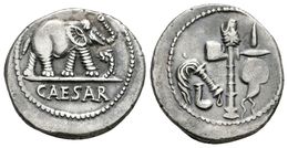 228 JULIO CESAR. Denario. 49-48 A.C. Ceca Militar Móvil. A/ Elefante Avanzando A Derecha Pisando Serpiente, En Exergo CA - Republiek (280 BC Tot 27 BC)