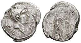 231 SEXTO POMPEYO MAGNO. Denario. 44-45 A.C. Sur De España. A/ Cabeza De Cnaeus Pompeius A Derecha (SEX) MAGN–(IM)P SAL. - Republiek (280 BC Tot 27 BC)