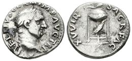 241 VITELIO. Denario. 69 D.C. Roma. A/ Busto Laureado A Derecha. A VITELLIVS GERM IMP AVG TR P. R/ Cuervo Dentro De Tríp - Republiek (280 BC Tot 27 BC)