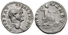 243 VESPASIANO. Denario. 73 D.C. Roma. A/ Busto Laureado A Derecha. IMP CAES VESP AVG CENS. R/ Emperador Sentado En Sill - Röm. Republik (-280 / -27)