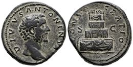 259 ANTONINO PIO. Sestercio. 161 D.C. (Acuñado Bajo Marco Aurelio Y Lucio Vero). Roma. A/ Cabeza Desnuda A Derecha. DIVV - Röm. Republik (-280 / -27)