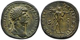 265 LUCIO VERO. Sestercio. 165 D.C. Roma. A/ Busto Lureado A Derecha. L AVREL VERVS AVG ARMENIACVS. R/ Marte Avanzando A - République (-280 à -27)