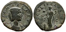 283 JULIA MAESA. Sestercio. 220-222 D.C. Roma. A/ Busto Drapeado A Derecha. IVLIA MAESA AVG. R/ Felicitas Estante A Izqu - Republiek (280 BC Tot 27 BC)