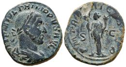 295 FILIPO I. Sestercio. 246 D.C. Roma. A/ Busto Laureado Y Drapeado Con Coraza A Derecha. IMP M IVL PHILIPPVS AVG. R/ F - Republiek (280 BC Tot 27 BC)