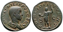 298 FILIPO II. Sestercio. 244-246 D.C. Roma. A/ Busto Laureado Y Drapeado Con Coraza A Derecha. M IVL PHILIPPVS CAES. R/ - República (-280 / -27)