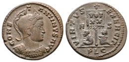 336 CONSTANTINO I. Follis. 314-315 D.C. Lugdunum. A/ Busto Con Casco Y Coraza A Derecha. CONSTANTINVS AVG. R/ Estandarte - Repubblica (-280 / -27)