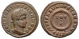 338 CONSTANTINO II. Follis. 320-321 D.C. Siscia. A/ Busto Laureado A Derecha. CONSTANTINVS IVN NOB C. R/ Corona De Laure - República (-280 / -27)