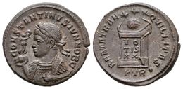 341 CONSTANTINO II. Follis. 322 D.C. Treveri. A/ Busto Laureado Y Con Coraza A Izquierda, Sosteniendo Victoria Sobre Glo - República (-280 / -27)