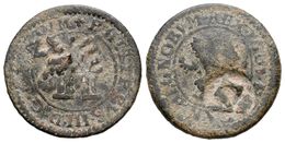 477 FELIPE III. 2 Maravedís. 1601. Cuenca C. Resello De VI Maravedís, Madrid MD, 1637. J.S. G-46. Ae. 2,96g. BC+. Muy Es - Otros & Sin Clasificación