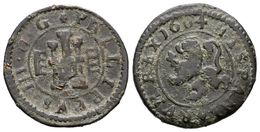 481 FELIPE III. 4 Maravedís. 1604. Segovia. Letra D Invertida. Cal-806; J.S. D-242. Ae. 2,64g. MBC. Escasa. - Otros & Sin Clasificación