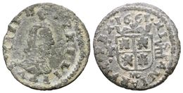 494 FELIPE IV. 8 Maravedís. 1661. Madrid Y. Cuño Rectificado Y Sobre A. J.S. M-297. Ae. 1,88g. BC/MBC-. Escasa. - Altri & Non Classificati